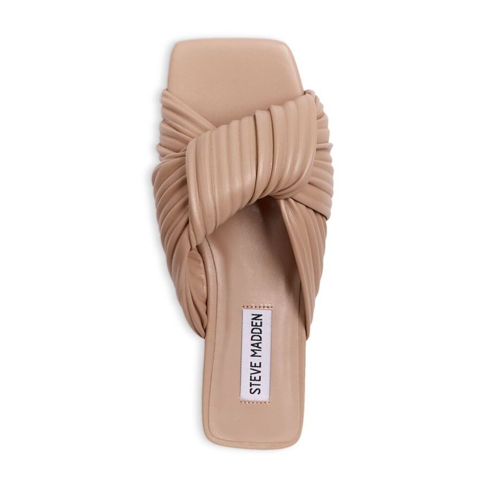 STEVE MADDEN Womens Brown Ruched Padded Mentor Slip On Slide Sandals 7.5 M - Picture 2 of 4
